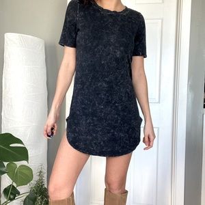 Grey acid wash T-shirt mini dress